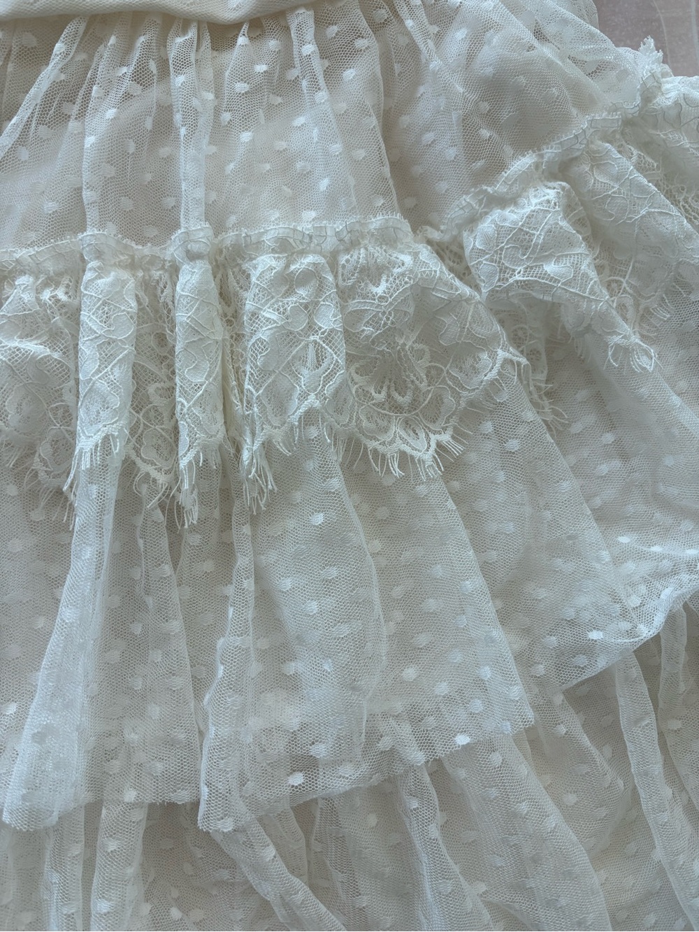 BCBGMaxAzria White Off-Shoulder Ruffled Tulle Dress - Picture 3 of 8